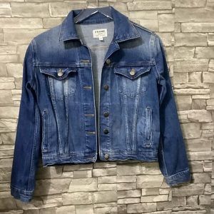 Frame distressed blue denim jacket size XS (C007)
